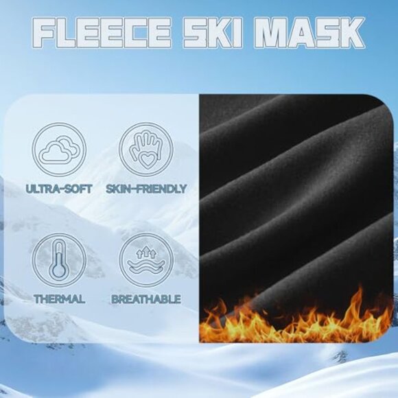 Fleece Balaclava Ski Mask Warm Windproof Full Coverage Helmet Friendly